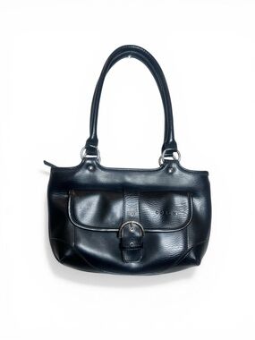 Vintage Coach Black Leather SoHo Shoulder Bag - Classic Buckle Front